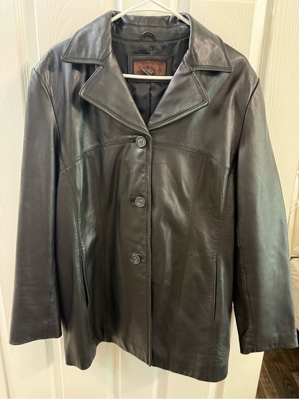 Siena Studio Black Leather Button-Front Jacket